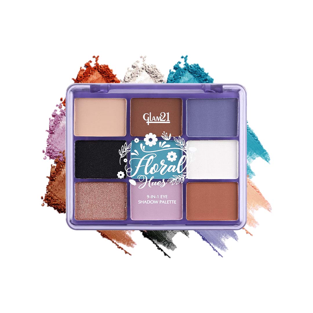 Glam21 Floral Hues 9in1 Eyeshadow Palette | Super-blendable, Smudge-proof 7.2 g (Orchid)