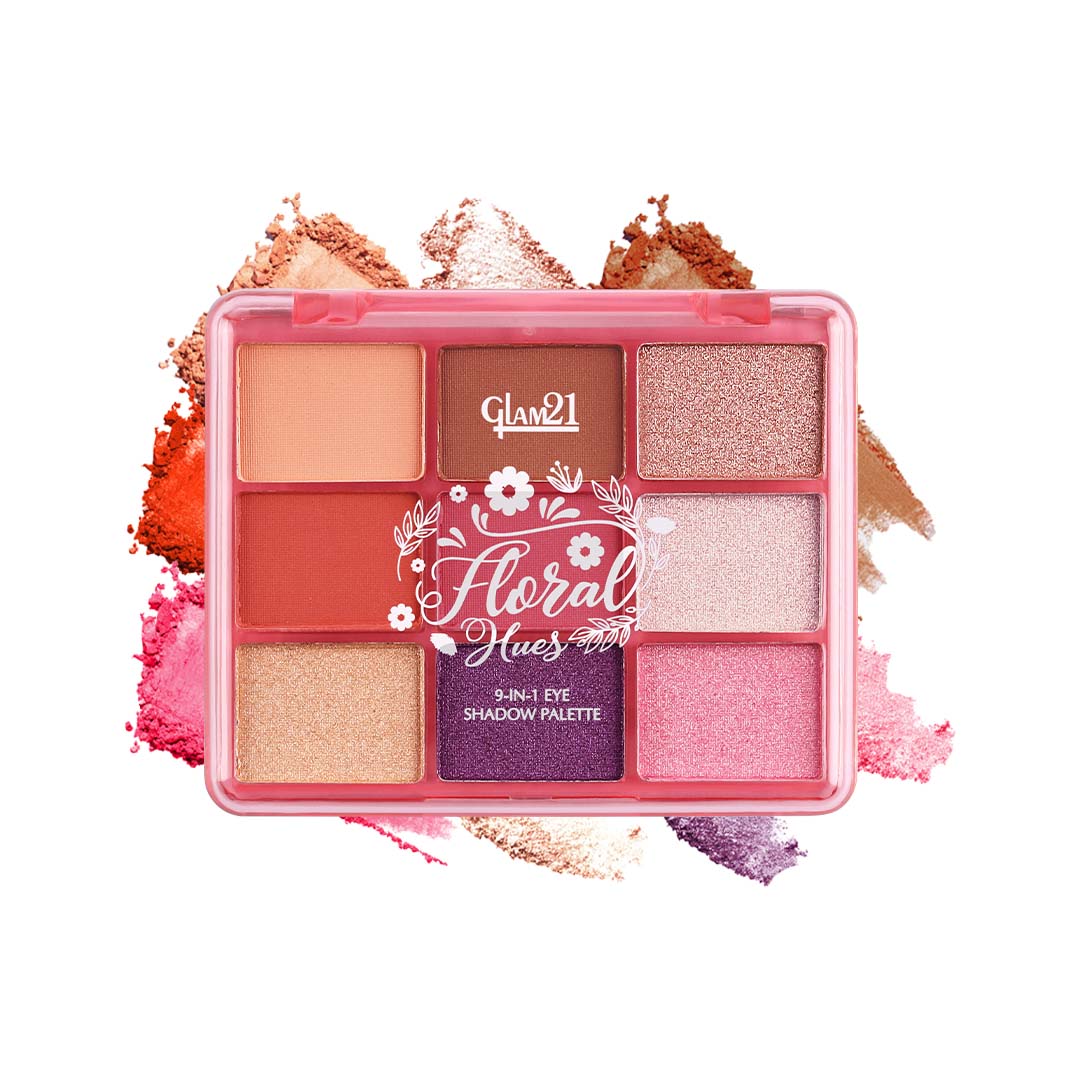 Glam21 Floral Hues 9in1 Eyeshadow Palette | Super-blendable, Smudge-proof 7.2 g (Lotus)