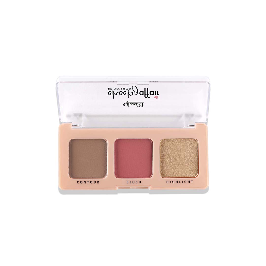 Glam21 Cheeky Affair 3in1 Face Palette Blush, Contour & Highlighter|Waterproof Makeup Kit 8.6g (Shade-01)