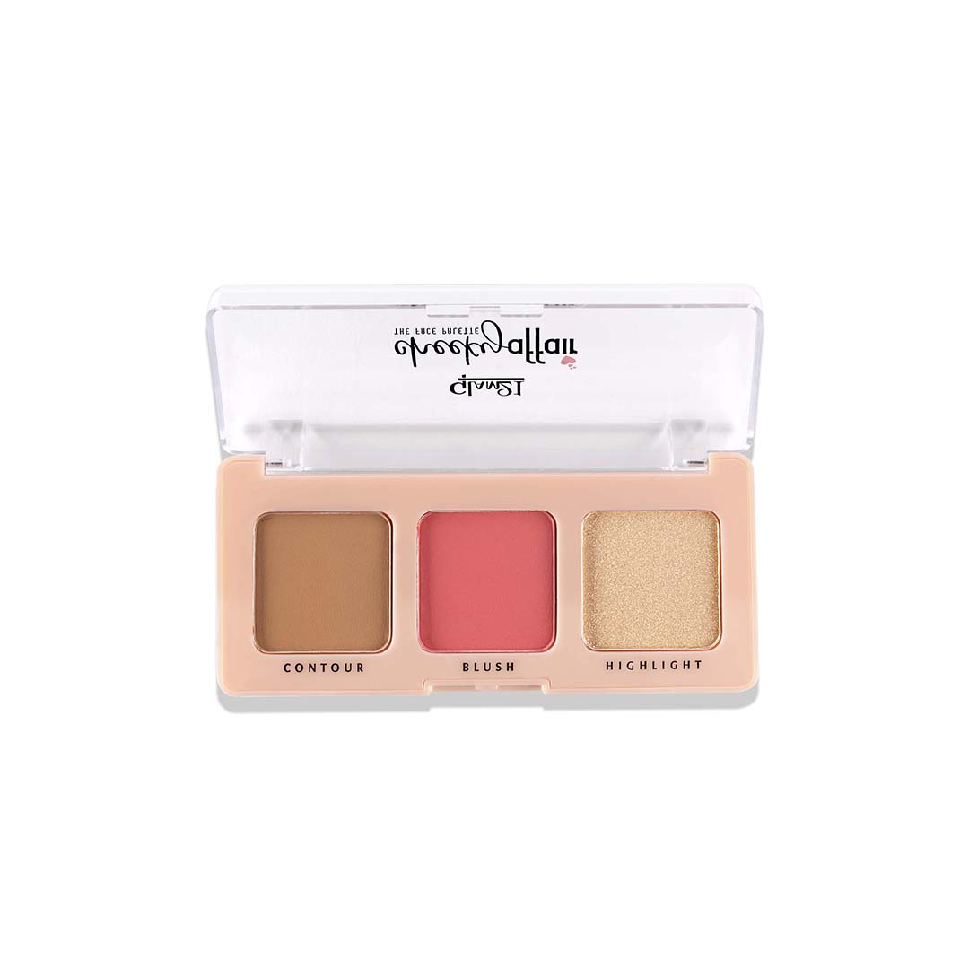 Glam21 Cheeky Affair 3in1 Face Palette Blush, Contour & Highlighter|Waterproof Makeup Kit 8.6g (Shade-03)