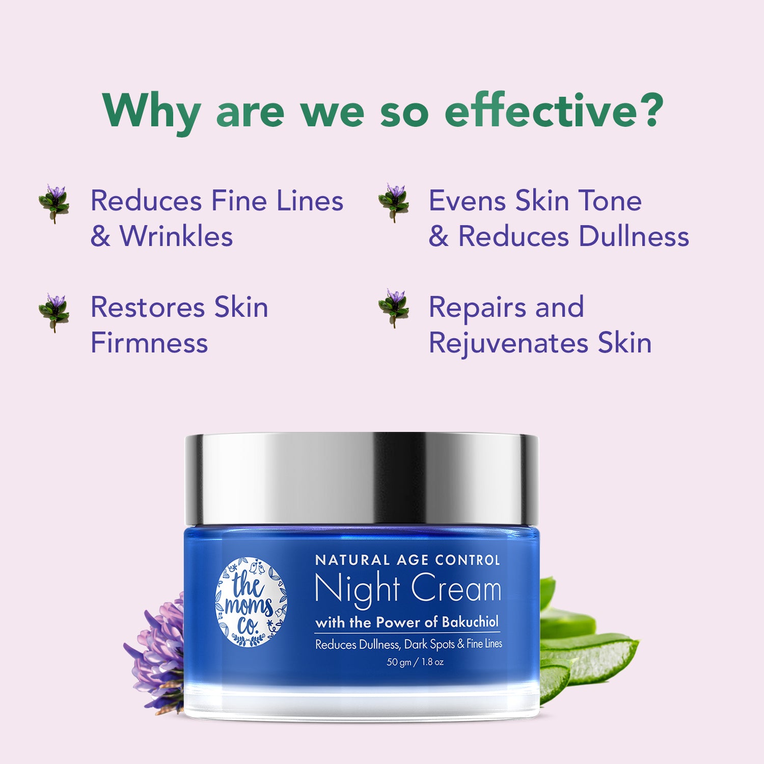 The Moms Co Natural Age Control Night Cream | Face Cream for Women & Men | Reduce Fine Lines & Wrinkles | Anti Ageing Cream | Wrinkle Lift Anti Ageing Cream | Cream for Dry Skin & Oily Skin-50 gm