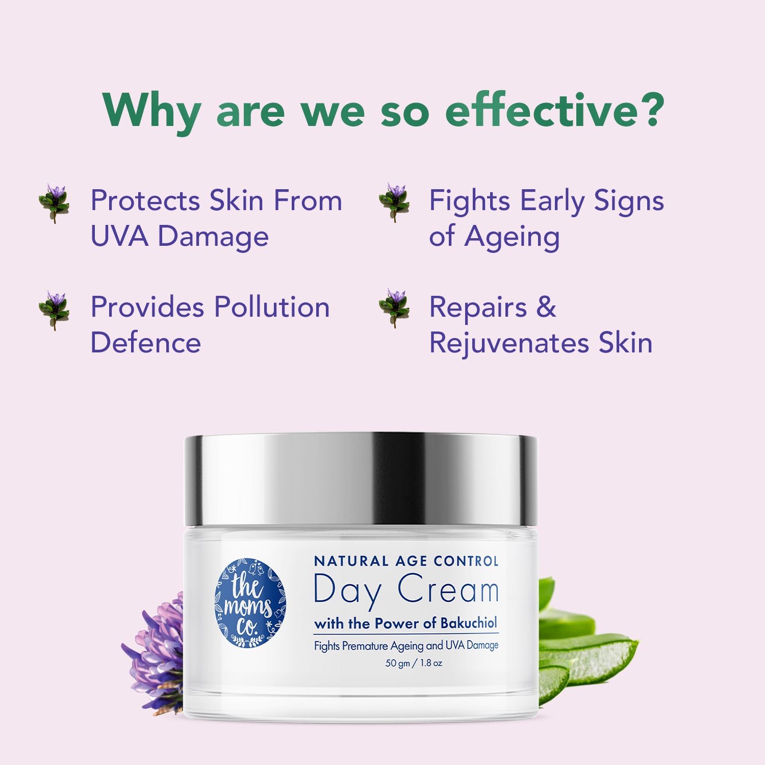 The Moms Co Age Control Day Cream l Reduce Fine Lines, Wrinkles & Sun Protection l With Natural Retinol & Green Tea | 50g