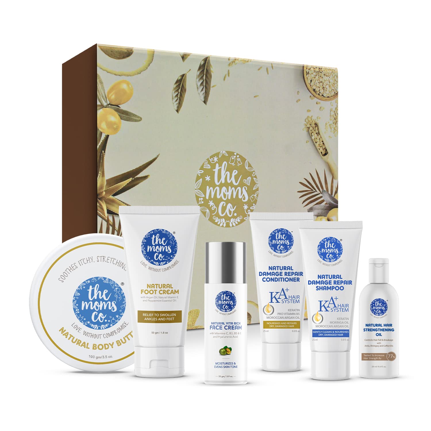 The Moms Co Ultimate Head to Toe Set - A Box of Nourishment for Skin & Hair with goodness of Cocoa, Shea Butter & 8 Powerful Oils