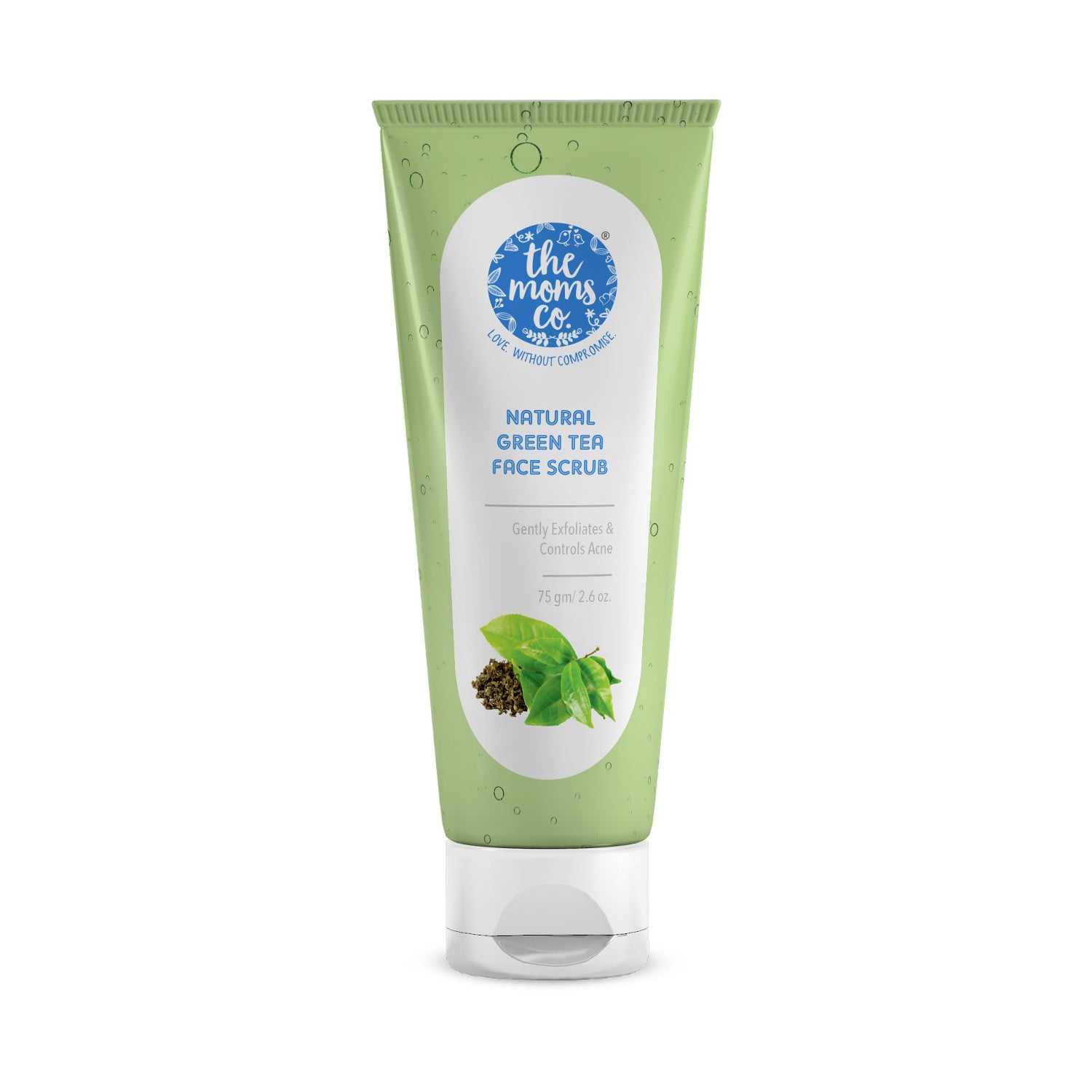 The Moms Co. Natural Green Tea Face Scrub I Control Acne & Gentle Exfoliation l With Tagua Nut , Black Sand and Vitamin C l All Skin Types (75 gms)