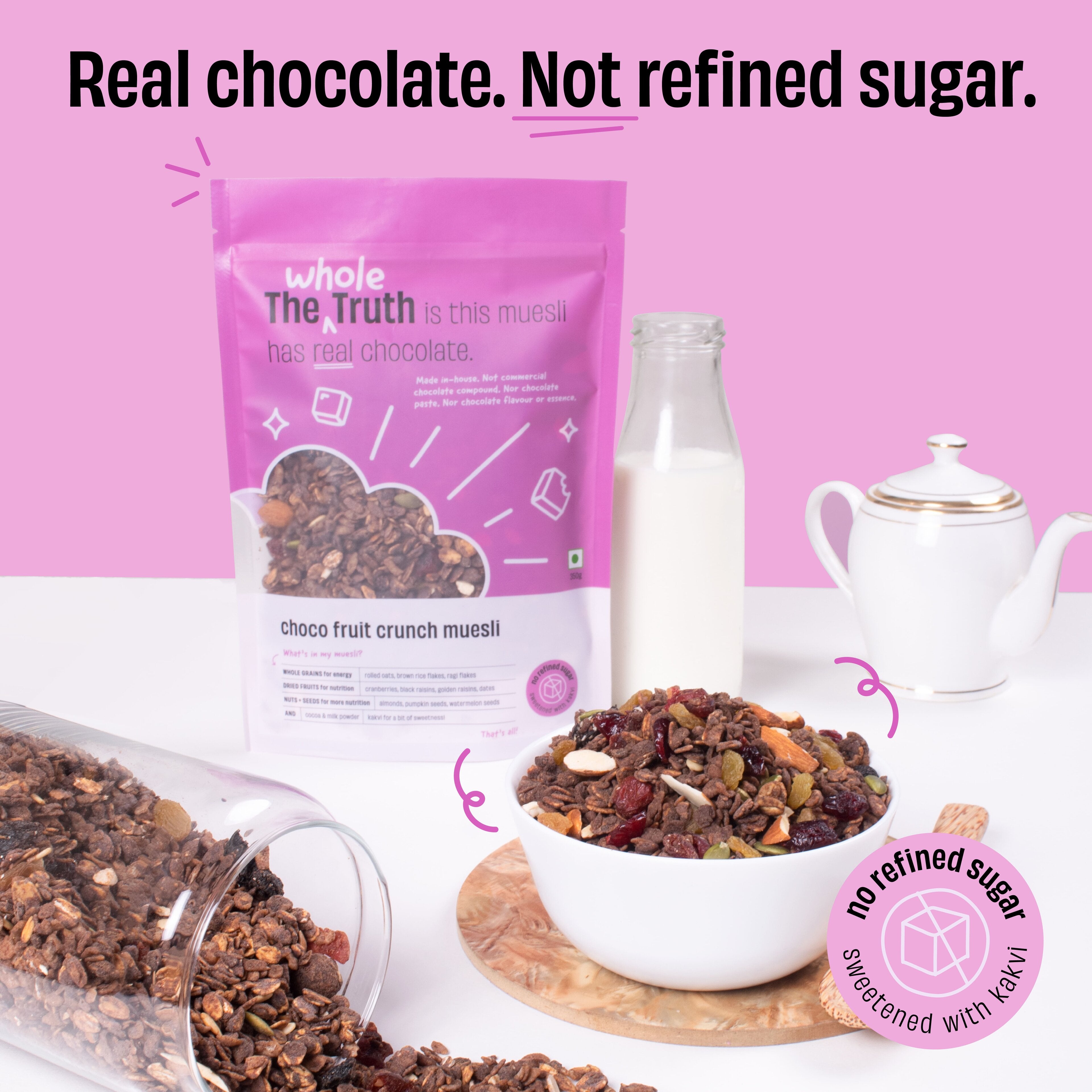The Whole Truth - Breakfast Muesli - Choco Fruit Crunch - Made with REAL Chocolate - No added flavour, No artificial colour, No preservatives