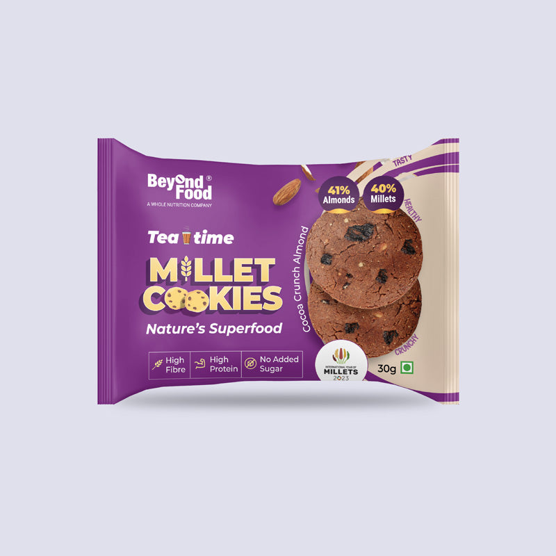 Beyond Food Millet cookies-Cocoa crunch almond | Pack of 12 | 12x30g