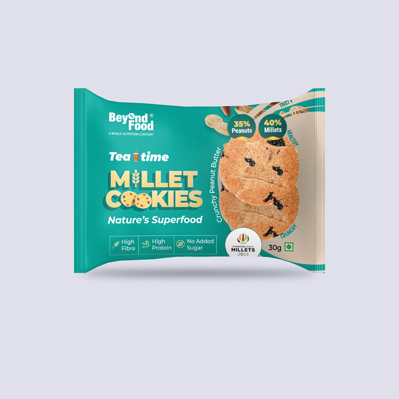 Beyond Food Millet cookies-crunchy peanut butter | Pack of 12 | 12x30g