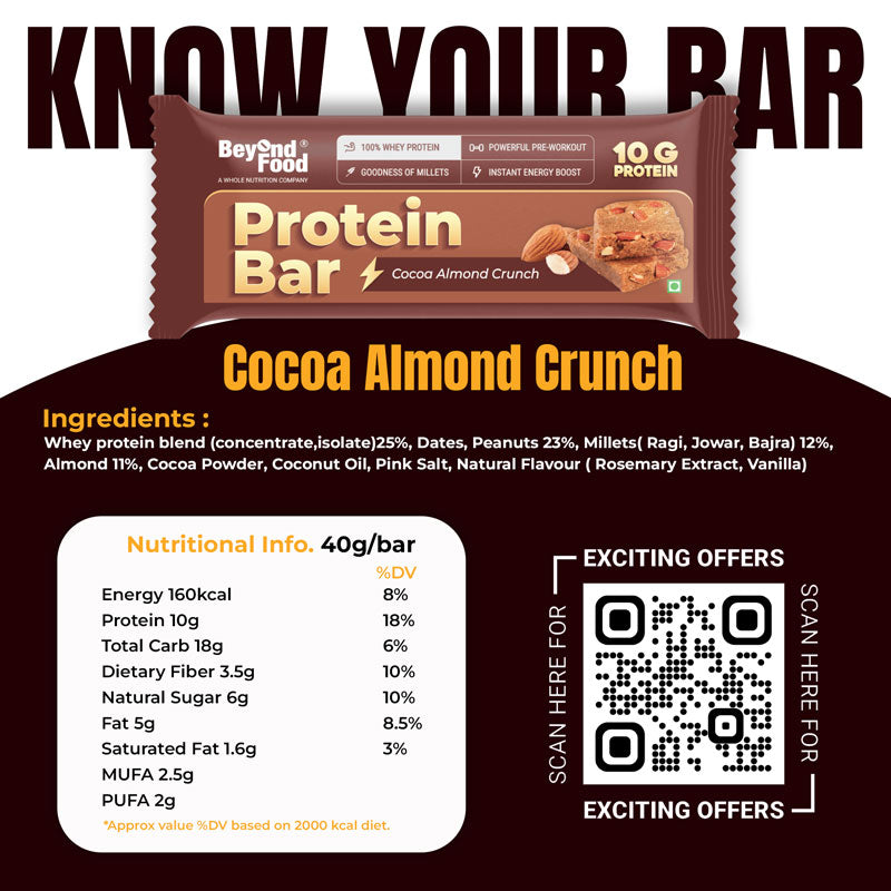 Beyond Food Protein Bar - Cocoa | Pack of 6 | 6x40g