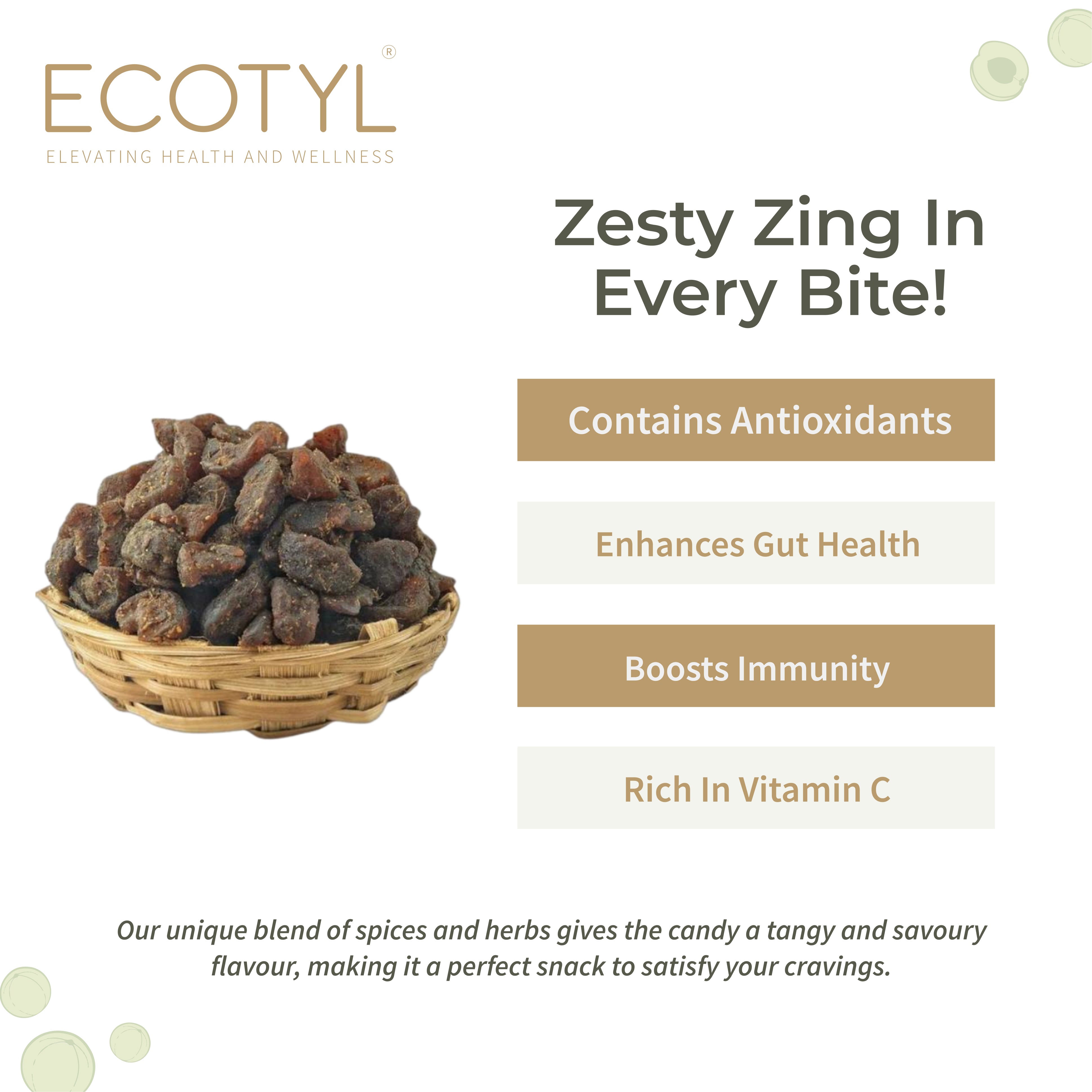 Ecotyl Amla Candy (Chatpata) | After Meal Digestive | Good for Gut Health | 250g