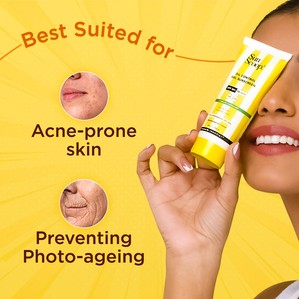 Sunscoop Oil-Control Gel Sunscreen | SPF 50+, PA++++ | Mineral Oil Free | Controls Excess Oil | 45 g
