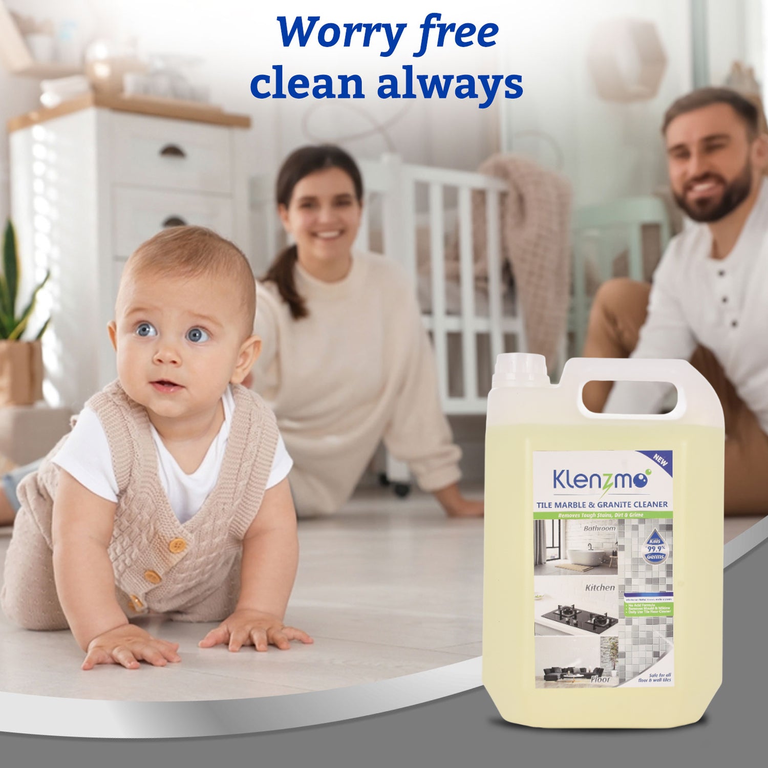 Klenzmo Marble, Granite, Tile and Floor Cleaner | Stains and Dirt Remover Citrus 5L