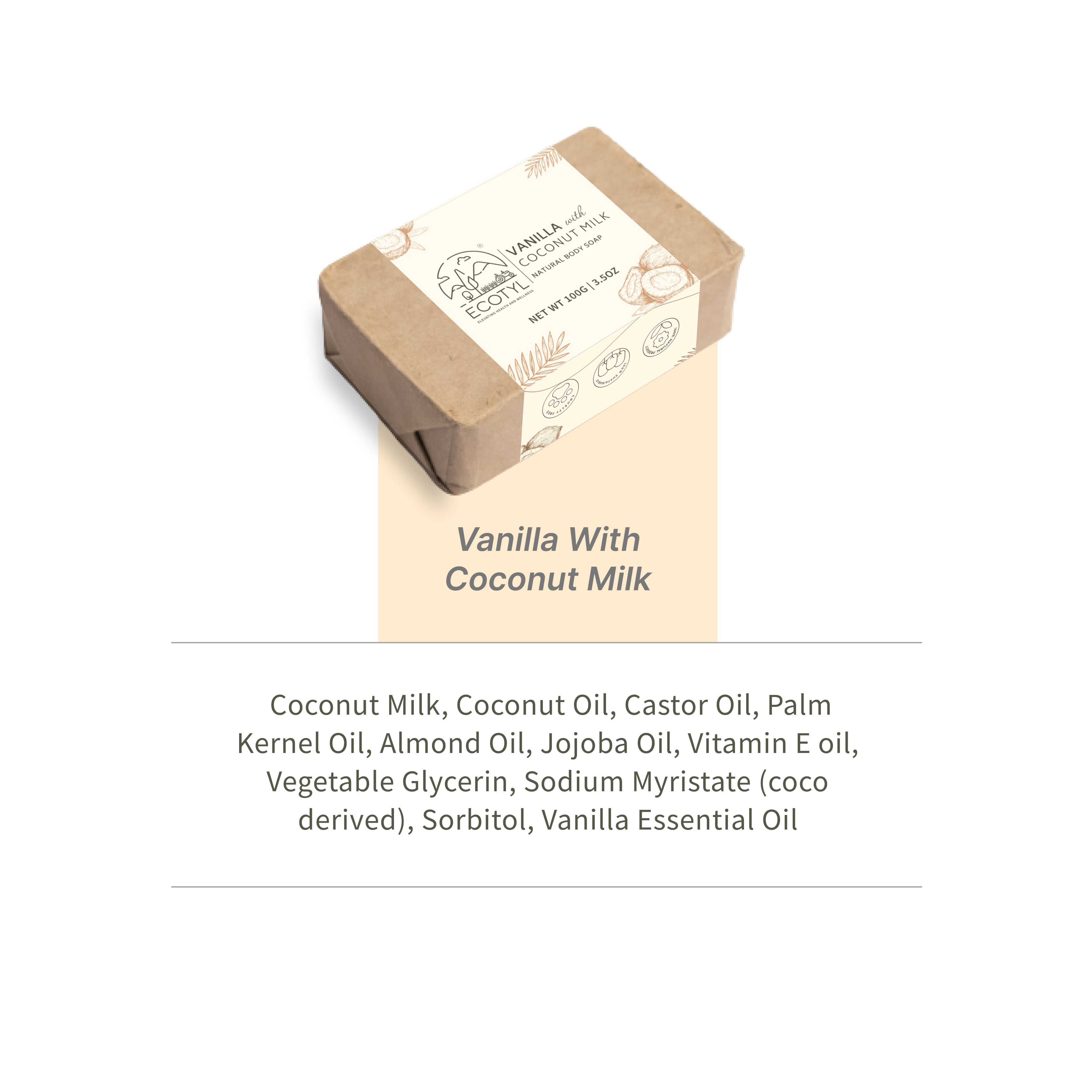 Ecotyl Coconut Milk Soap with Vanilla | 100% Natural | Nourishing & Hydrating | Set of 2