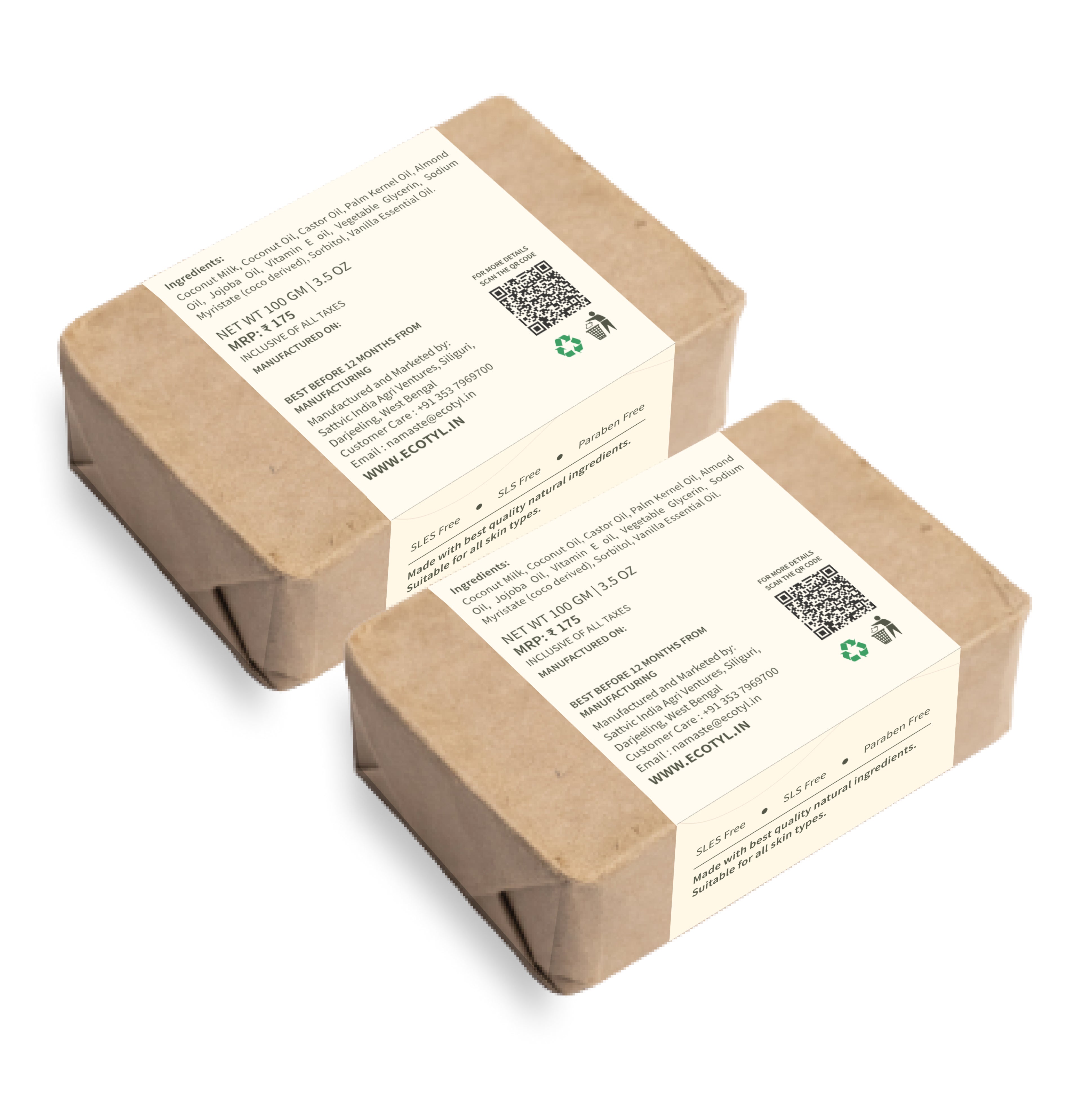Ecotyl Coconut Milk Soap with Vanilla | 100% Natural | Nourishing & Hydrating | Set of 2