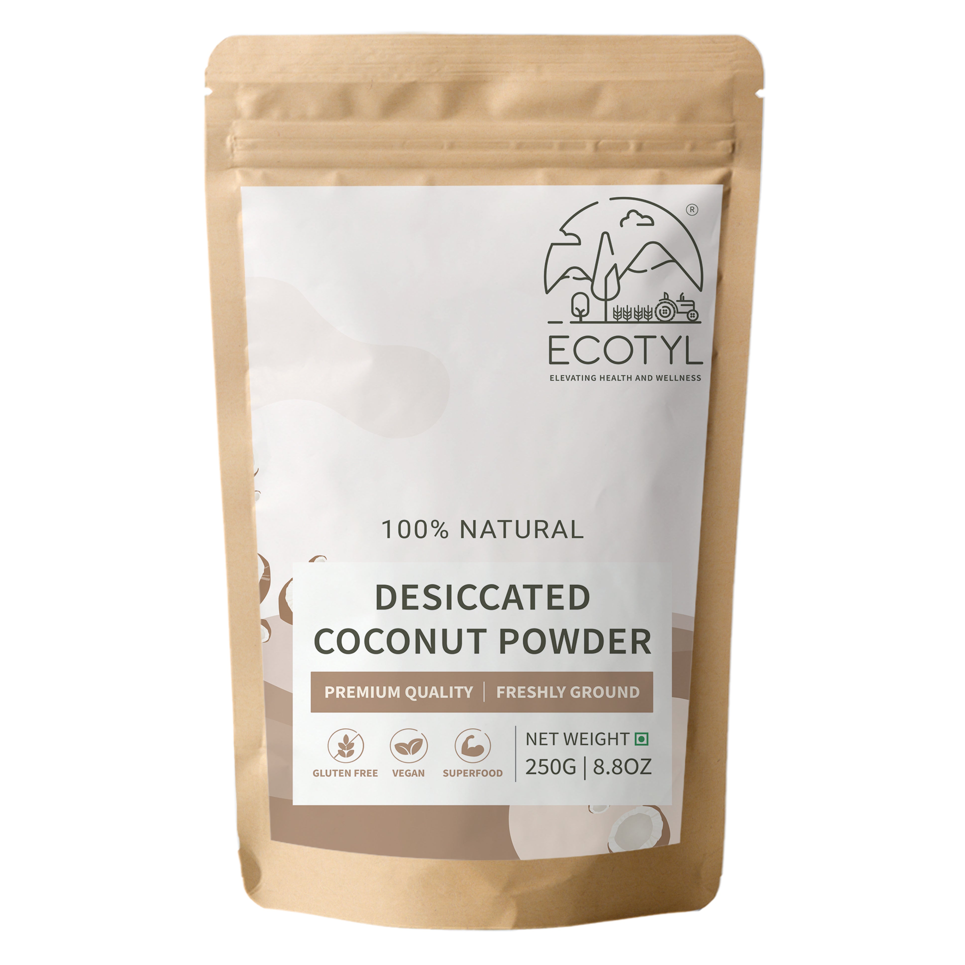 Ecotyl Desiccated Coconut Powder | Unsweetened | 250g