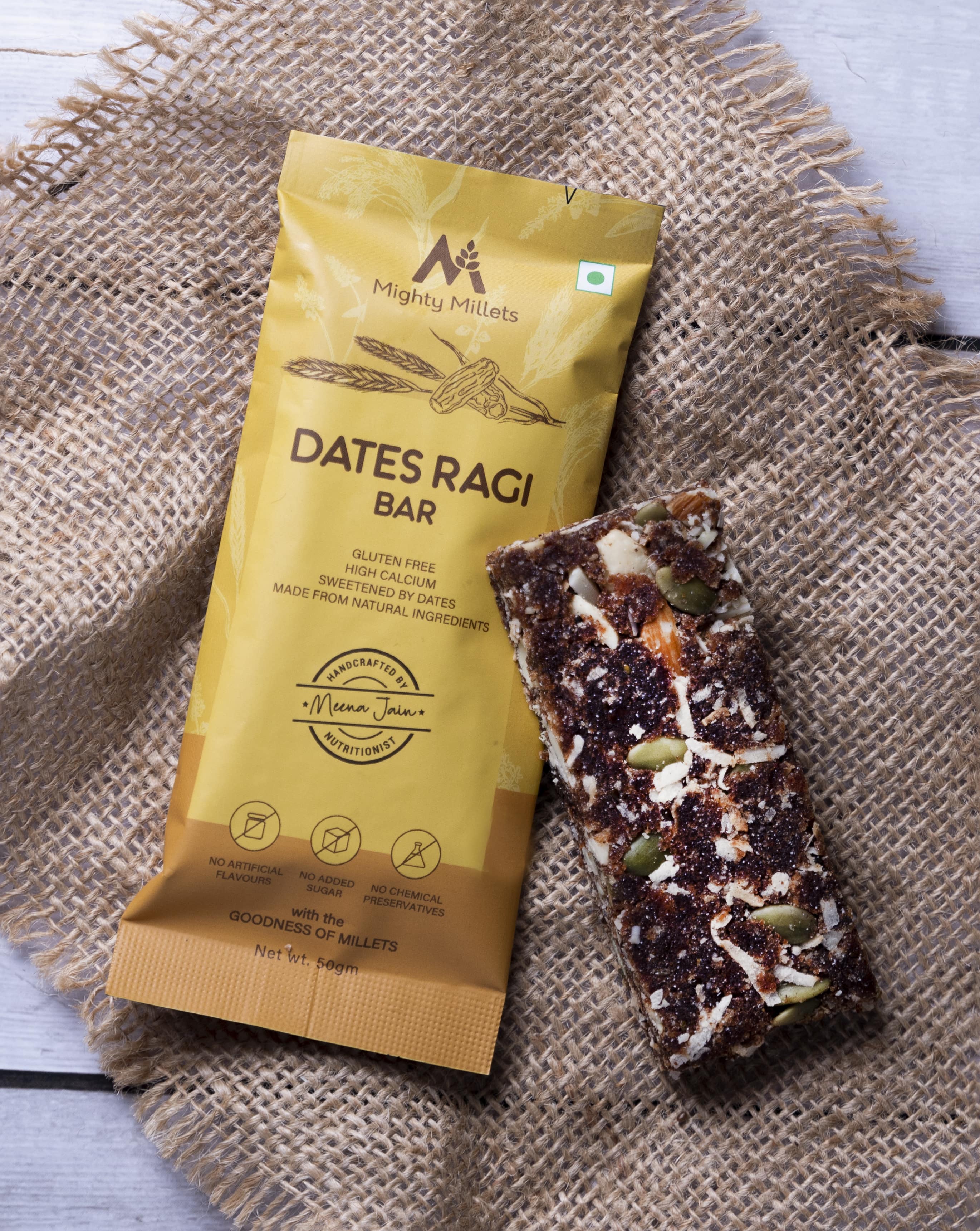 Mighty Millets Dates Ragi Bar | Pack of 4 | 4x50g
