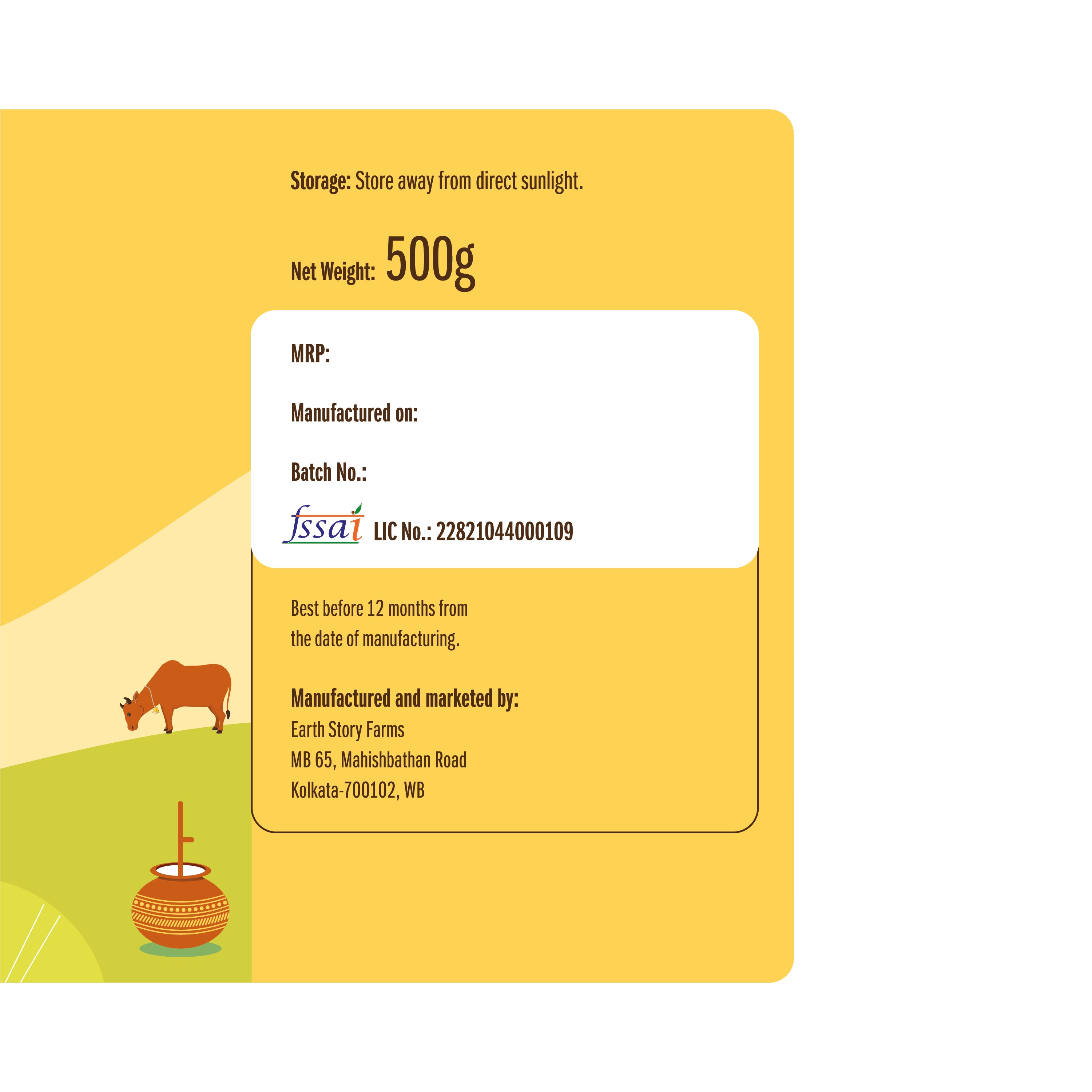 Earth Story Farms | Desi Cow Ghee | Free range cows | Grass fed | Bilona Ghee | 100% pure | No additives or fillers