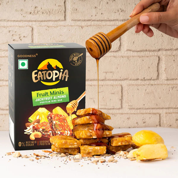 Eatopia Fruit minis made with Real Fruits, Dry Fruit, Nuts -2mango chia + 2jackfruit Almonds - 400g