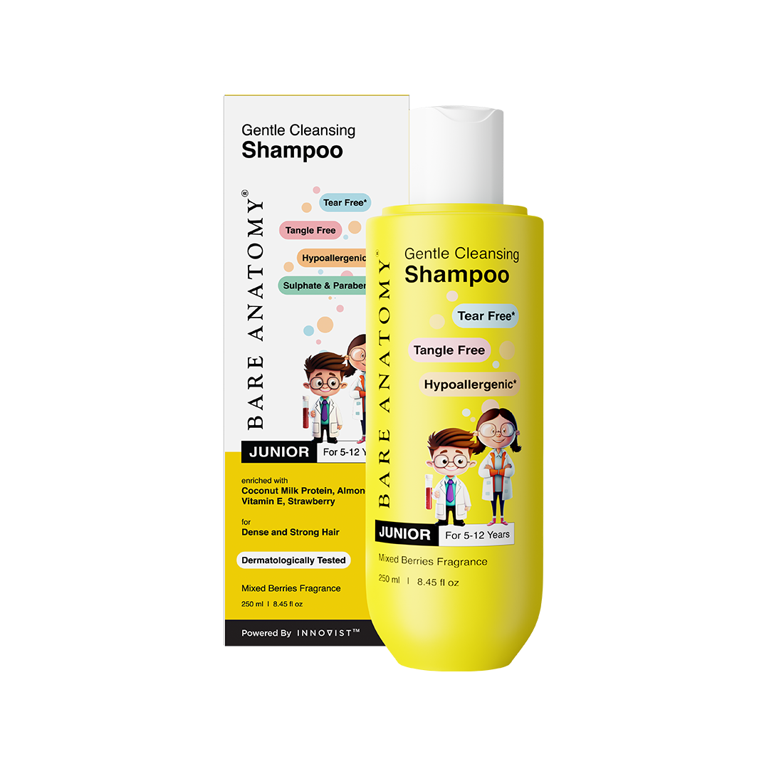 Bare Anatomy Junior Gentle Cleansing Shampoo For Kids | Tear-Free & Hypoallergenic pH 5.5 | Sulphate & Paraben Free | 250 mL