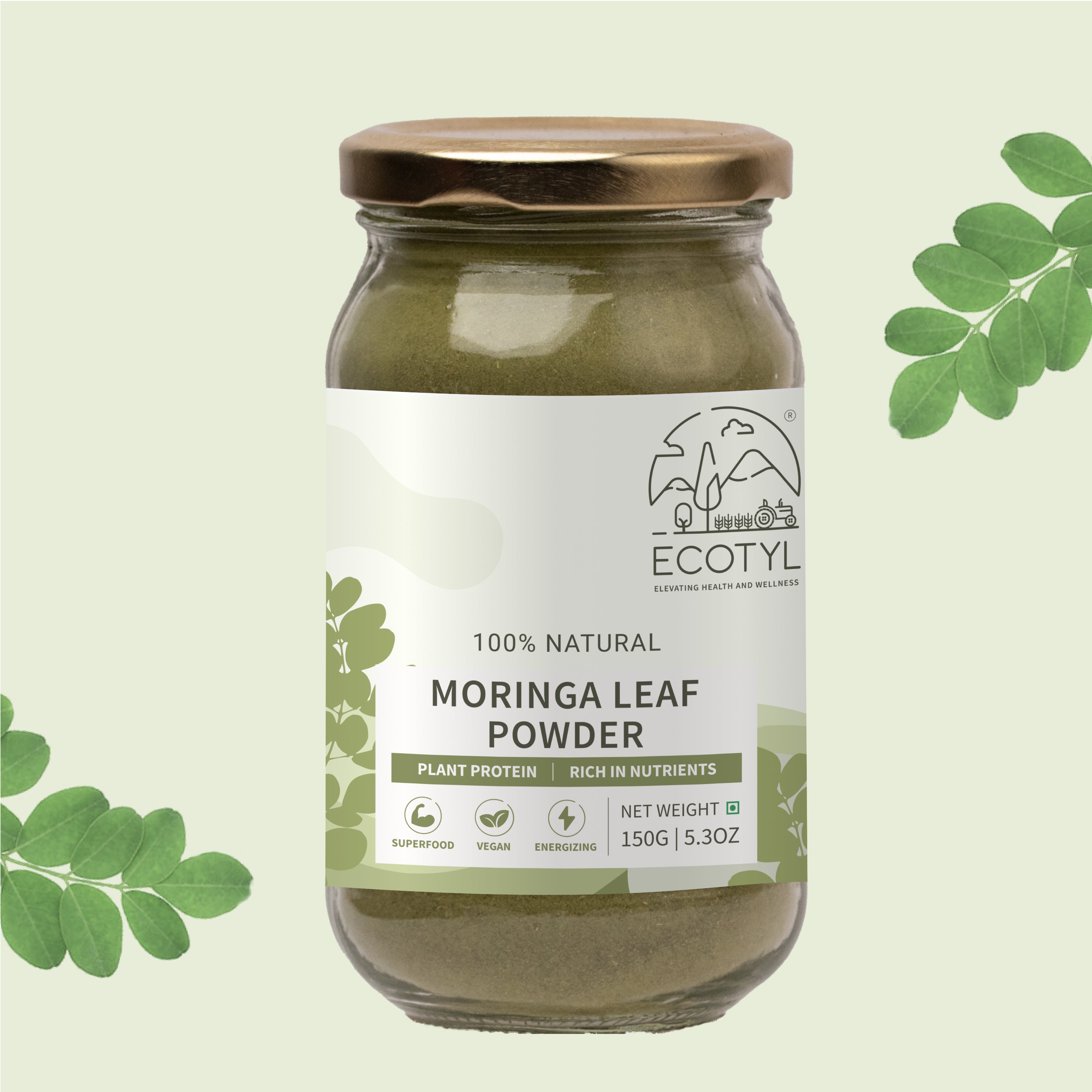 Ecotyl Moringa Leaf Powder | Natural Multi-Vitamin | Good for Hair & Skin | 180g
