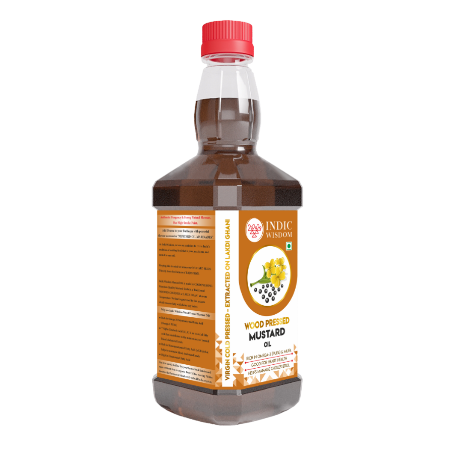Indic Wisdom Wood Pressed Mustard Oil I Cold Pressed I Extracted on Wooden Churner