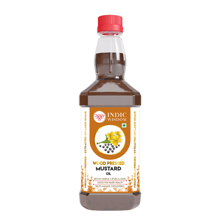 Indic Wisdom Wood Pressed Mustard Oil I Cold Pressed I Extracted on Wooden Churner