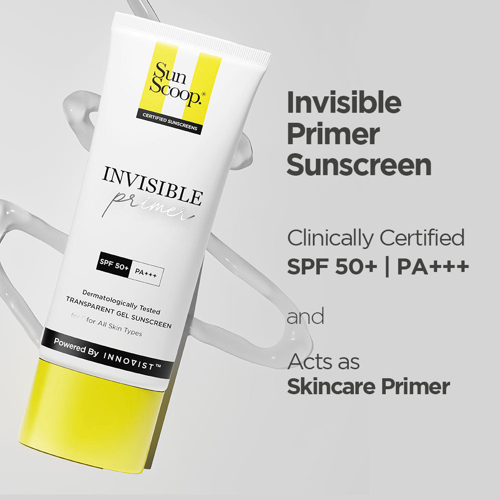 SunScoop Invisible Primer Sunscreen Gel SPF 50 PA+++ | SPF 50 Gel Sunscreen for Dry & Oily Skin- 45g
