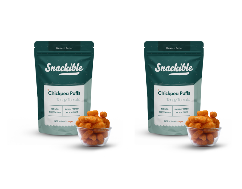 Snackible Chickpea Puffs | Tangy Tomato | Pack of 8 | 35gm each