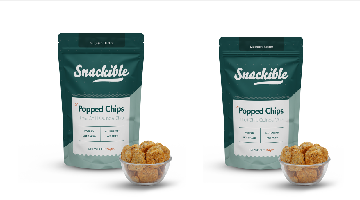 Snackible Popped Chips | Thai Chilli | Pack of 8 | 30gm each