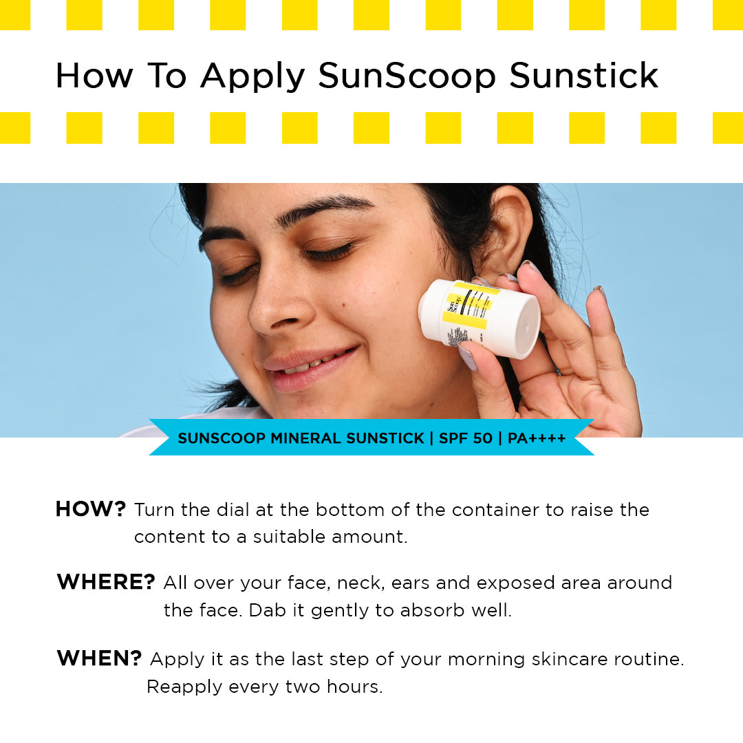 SunScoop Mineral Sunstick | SPF 50 | Safe For Kids (3+ Years) | For All Skin Types 18gm