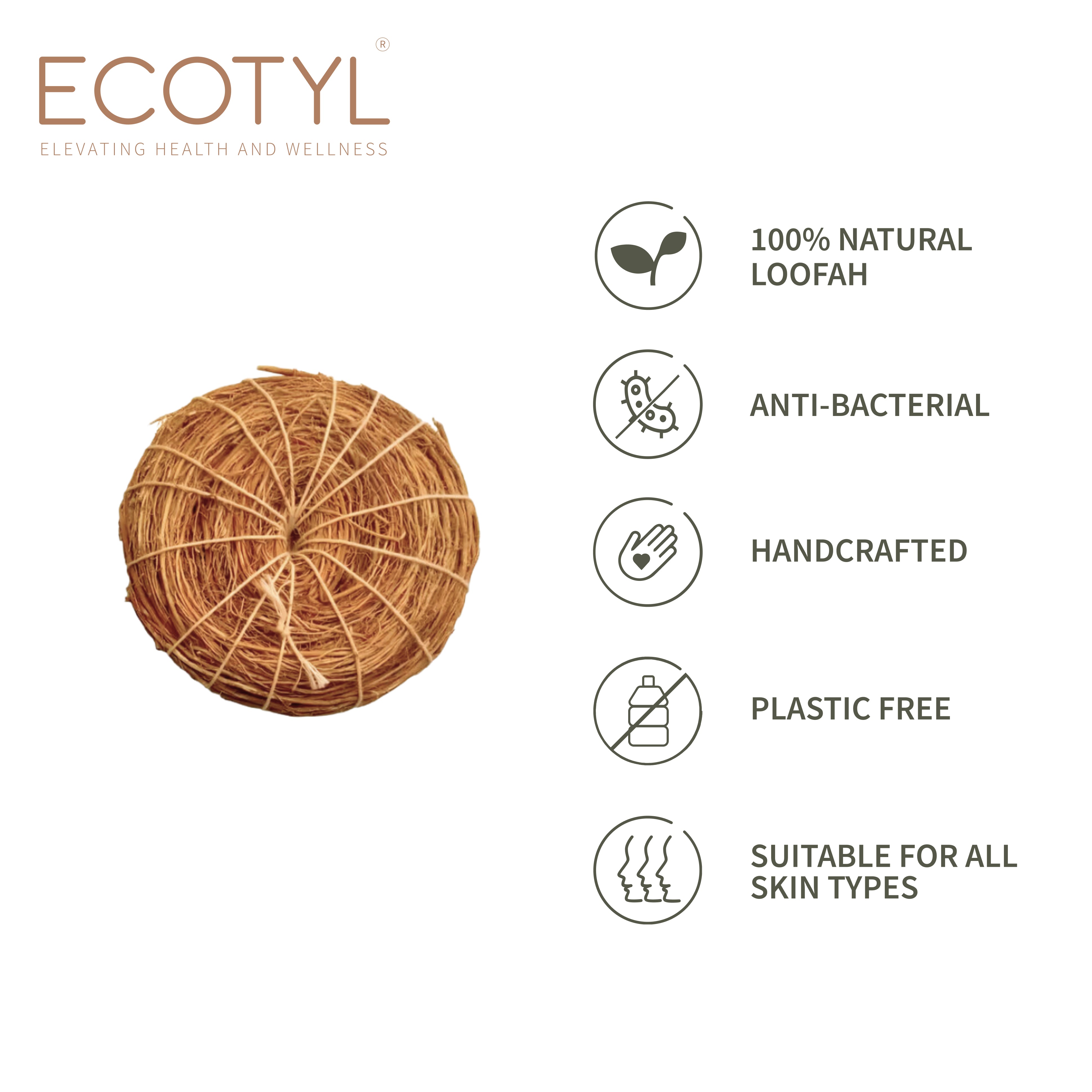 Ecotyl Vetiver Scrubber | Natural Body Loofah | Set of 3