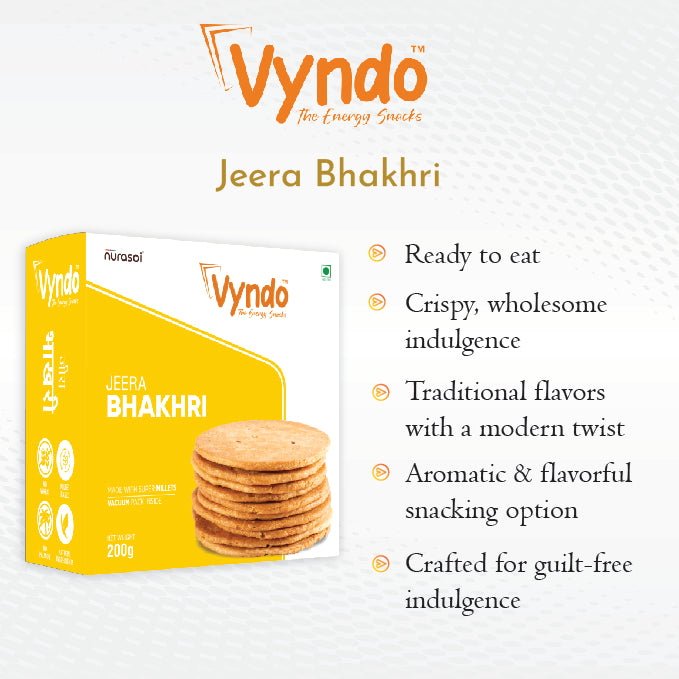 Vyndo | Jeera Bhakhri | Pack of 3 | 600gm