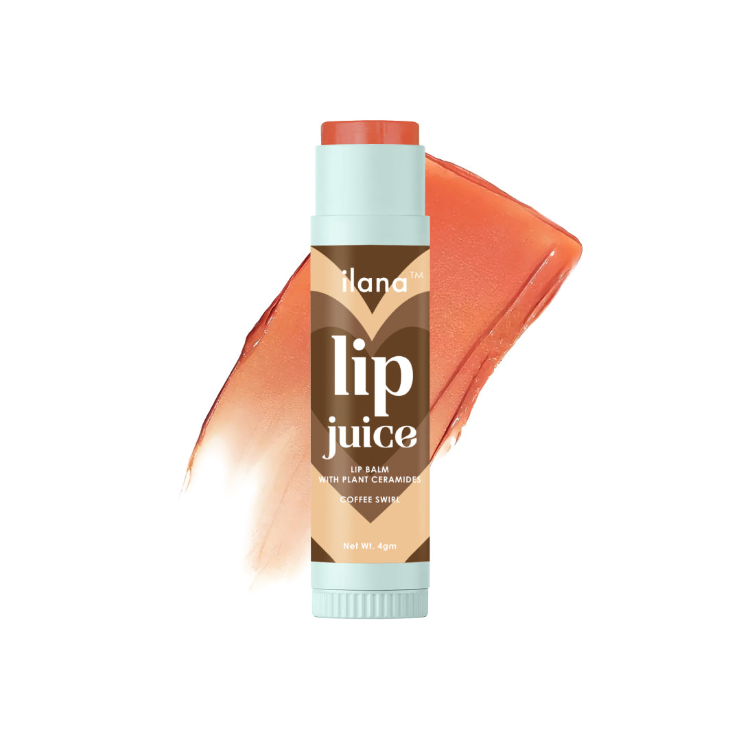 ilana - Lip Juice - Hydrating and plumping vegan tinted lip balm with plant ceramides - 14 hr hydration - Coffee Swirl - 4gm