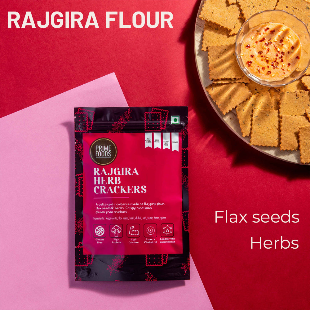Prime Foods Rajgira Herb Crackers - Pack of 4