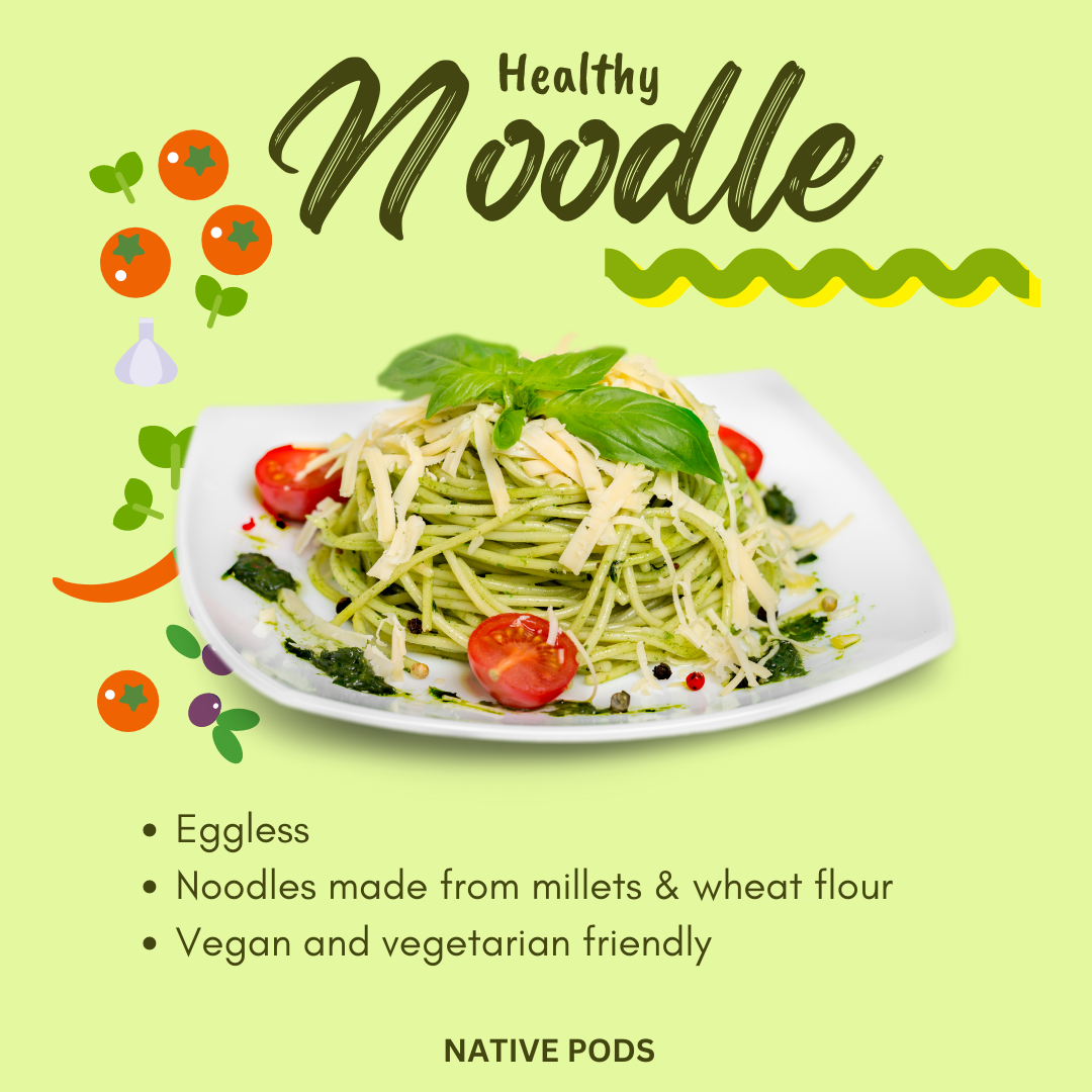 Native Pods Millet Noodles | Not Fried | No MSG | Pack of 2 | 180g X 2 | Ragi + Little millet