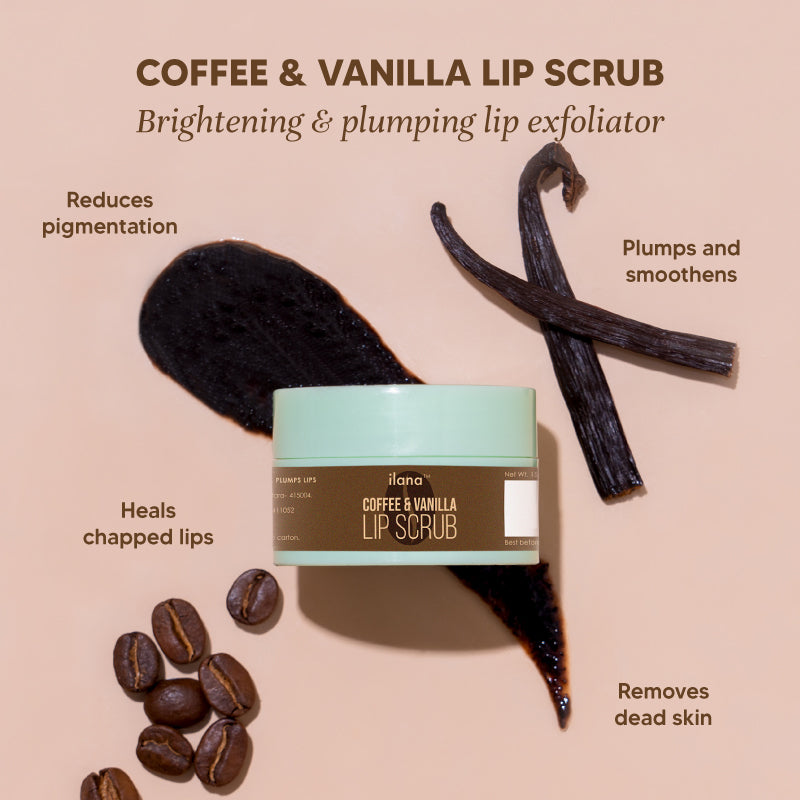 ilana - Lip Scrub - Brightening and plumping vegan lip exfoliator - Coffee and vanilla - 15gms