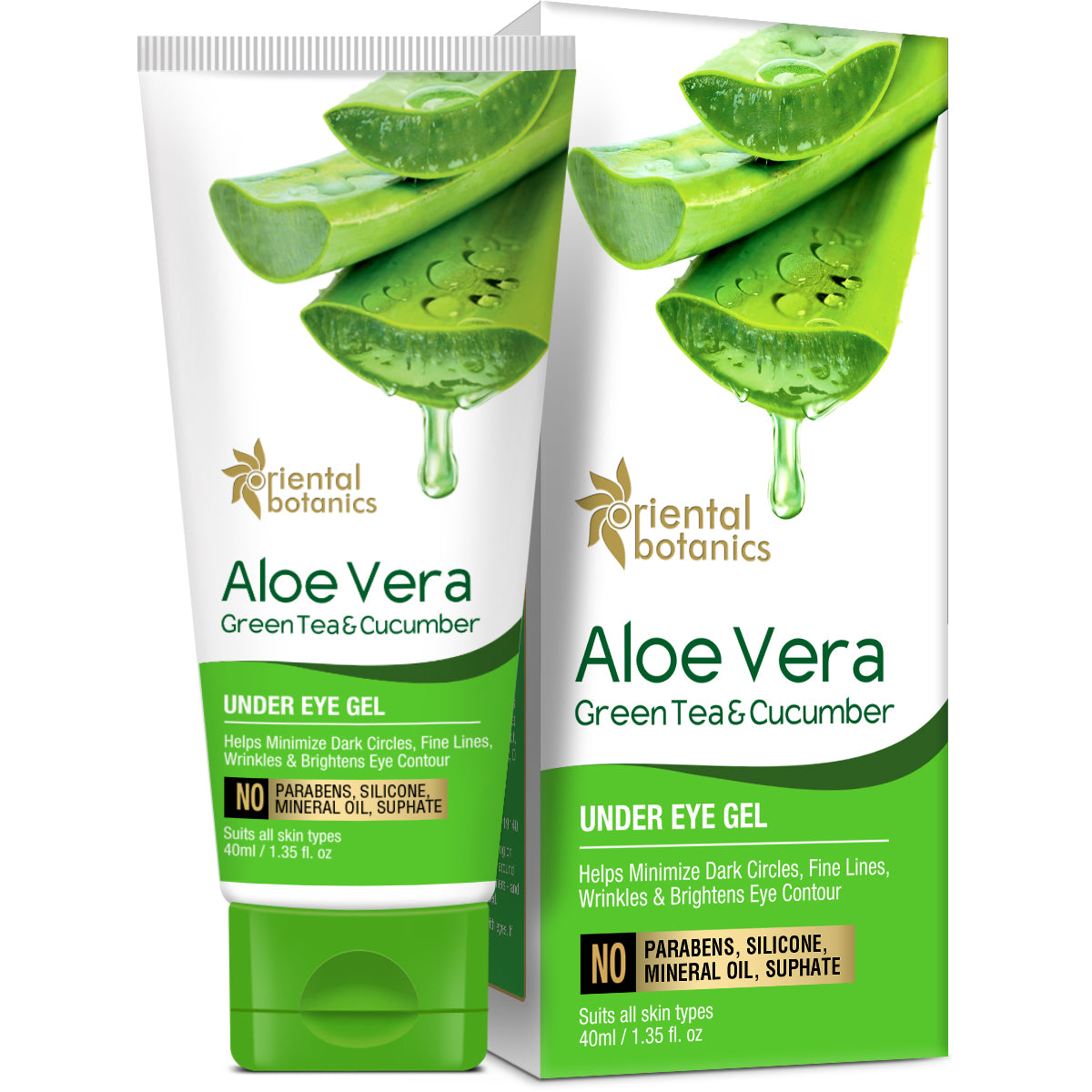 Oriental Botanics Aloe Vera, Green Tea & Cucumber Under Eye Gel, 40 ml (ORBOT56)