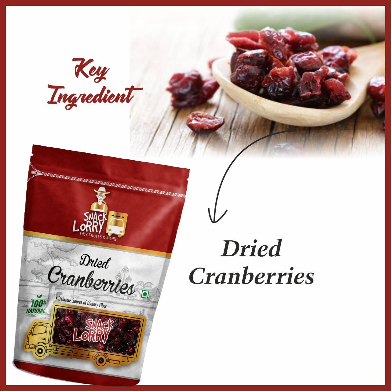 Snacklorry dried cranberries | 200g