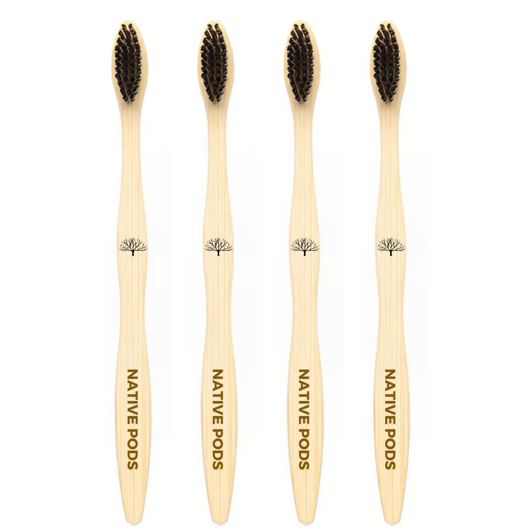 Native Pods Bamboo Toothbrush | Charcoal Activated | Soft Bristles | Antibacterial & Biodegradable