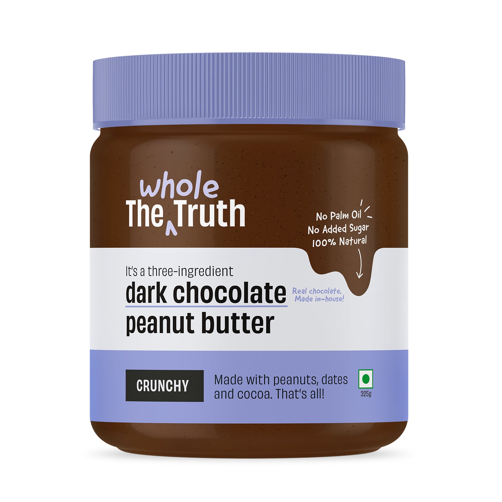 The Whole Truth - Dark Chocolate Peanut Butter - Crunchy | No Added Sugar | High Protein | No Artificial Sweeteners | No Palm Oil | Vegan | Gluten Free | No Preservatives | 100% Natural