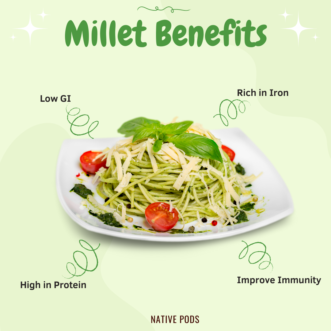 Native Pods Millet Noodles | Not Fried | No MSG | Pack of 2 | 180g X 2 | Little + Multi-millet