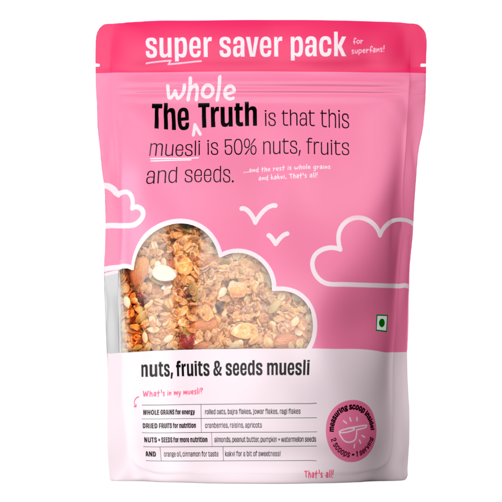 The Whole Truth - Breakfast Muesli - Nuts, Fruits and Seeds| Healthy Breakfast | Vegan | Dairy-free | No Artificial Sweeteners | No Added Flavours | No Gluten or Soy | Nutritious Snack