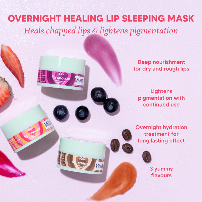 ilana - Lip Snooze - Overnight healing vegan lip sleeping mask for soft bright lips - Coffee Swirl - 15gms