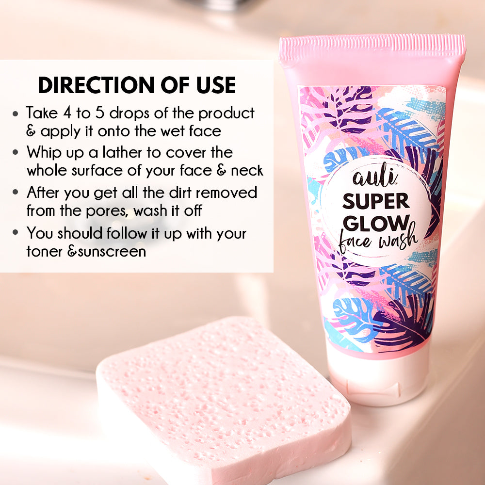 Auli Super Glow Hyaluronic Acid and Sandalwood Face Wash for all skin types, helps boost hydration and removes stubborn tan - 100GM