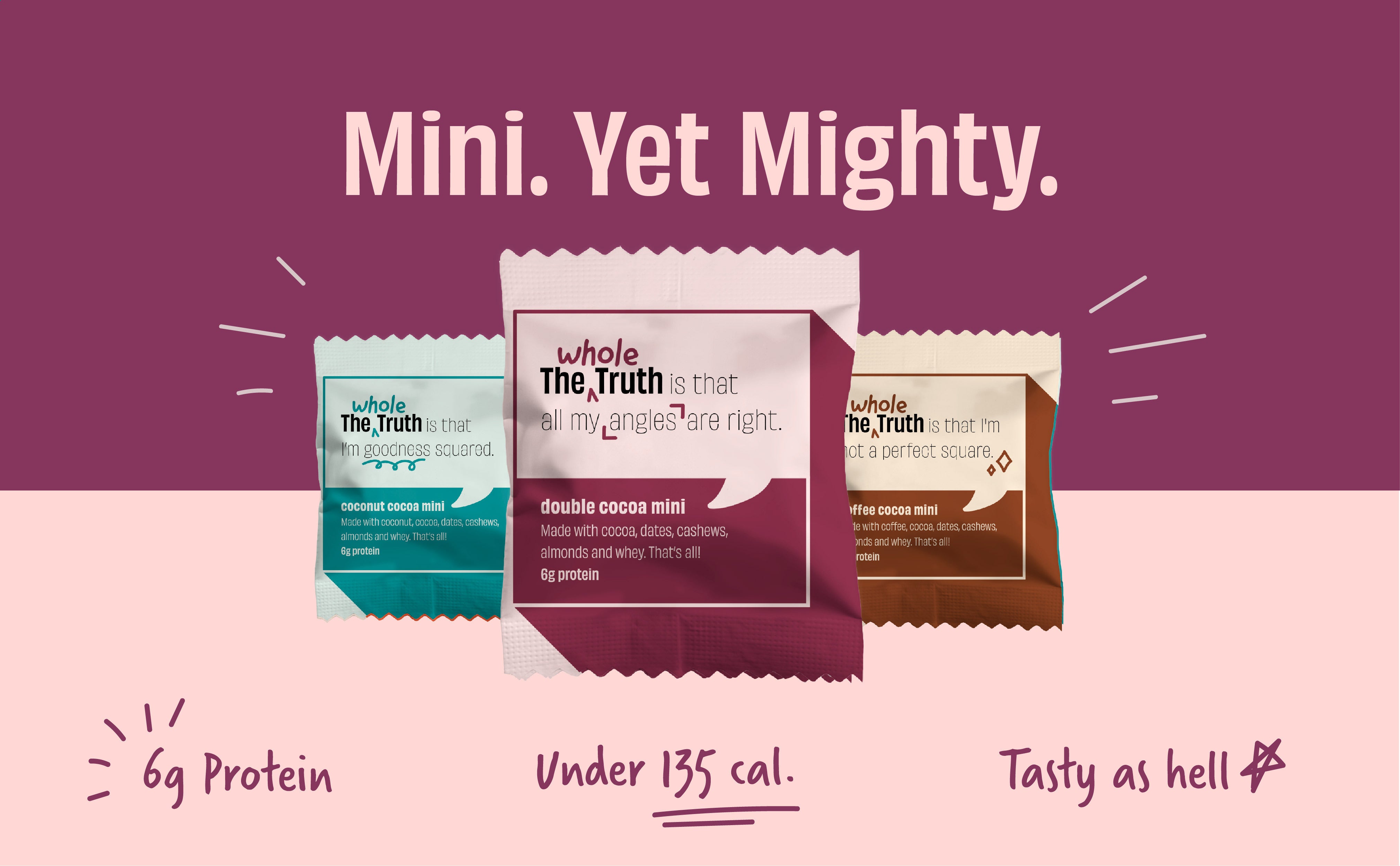 The Whole Truth - Mini Protein Bars - The Chocolate Party - Pack of 8-8 x 27g - No Added Sugar - All Natural