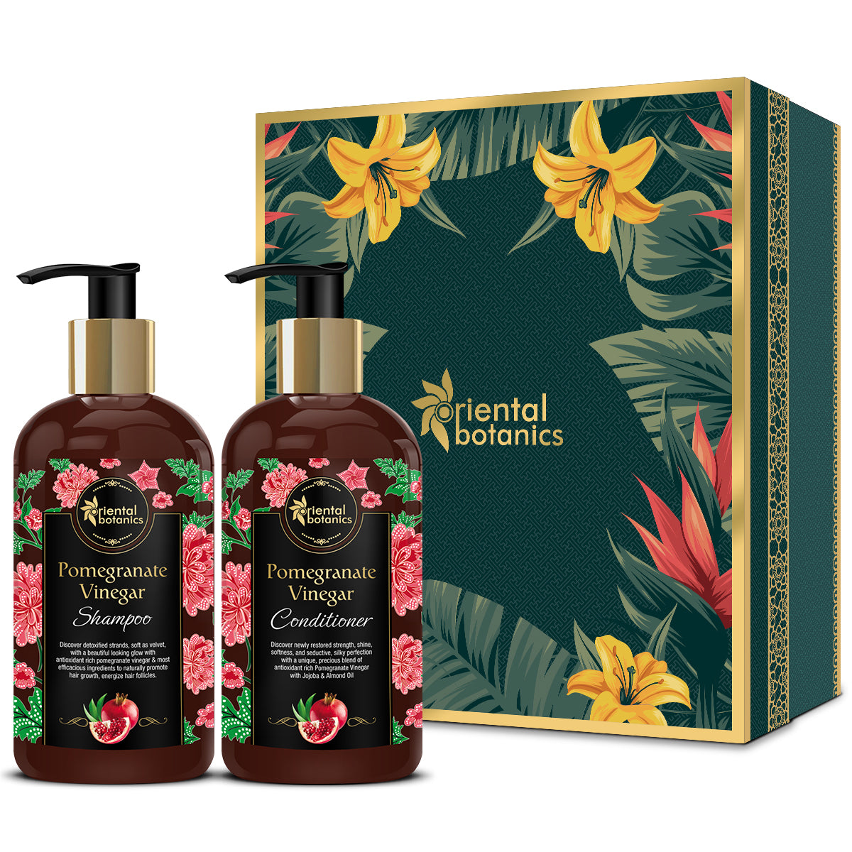 Oriental Botanics Pomegranate Vinegar Shampoo + Pomegranate Vinegar Conditioner, No Sls, Paraben, 300 ml (ORBOT32)