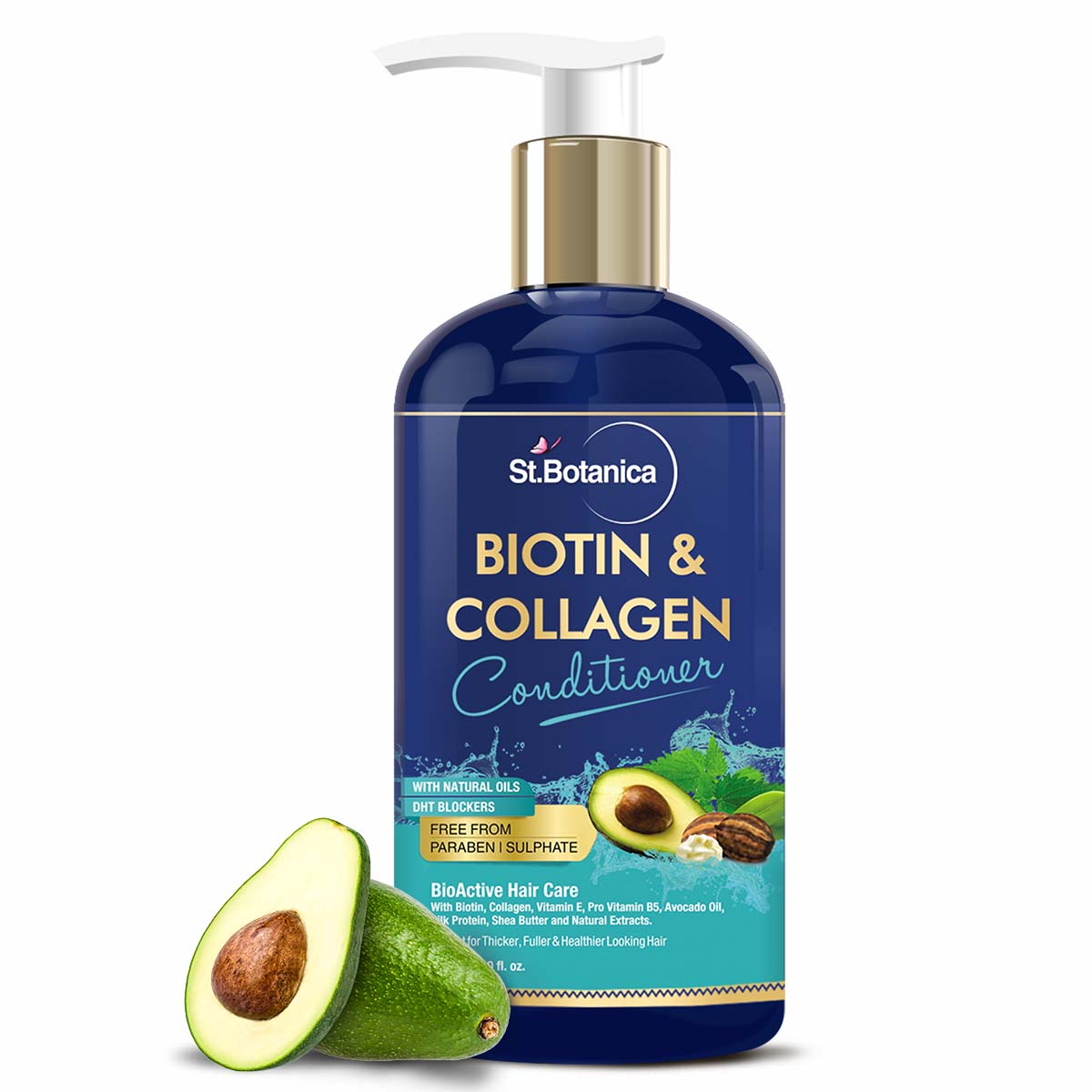 St.Botanica Biotin & Collagen Hair Conditioner, 300ml - For Thicker, Fuller and Healthy Hair, with Pro-Vitamin B5, E, Saw Palmetto & Shea Butter