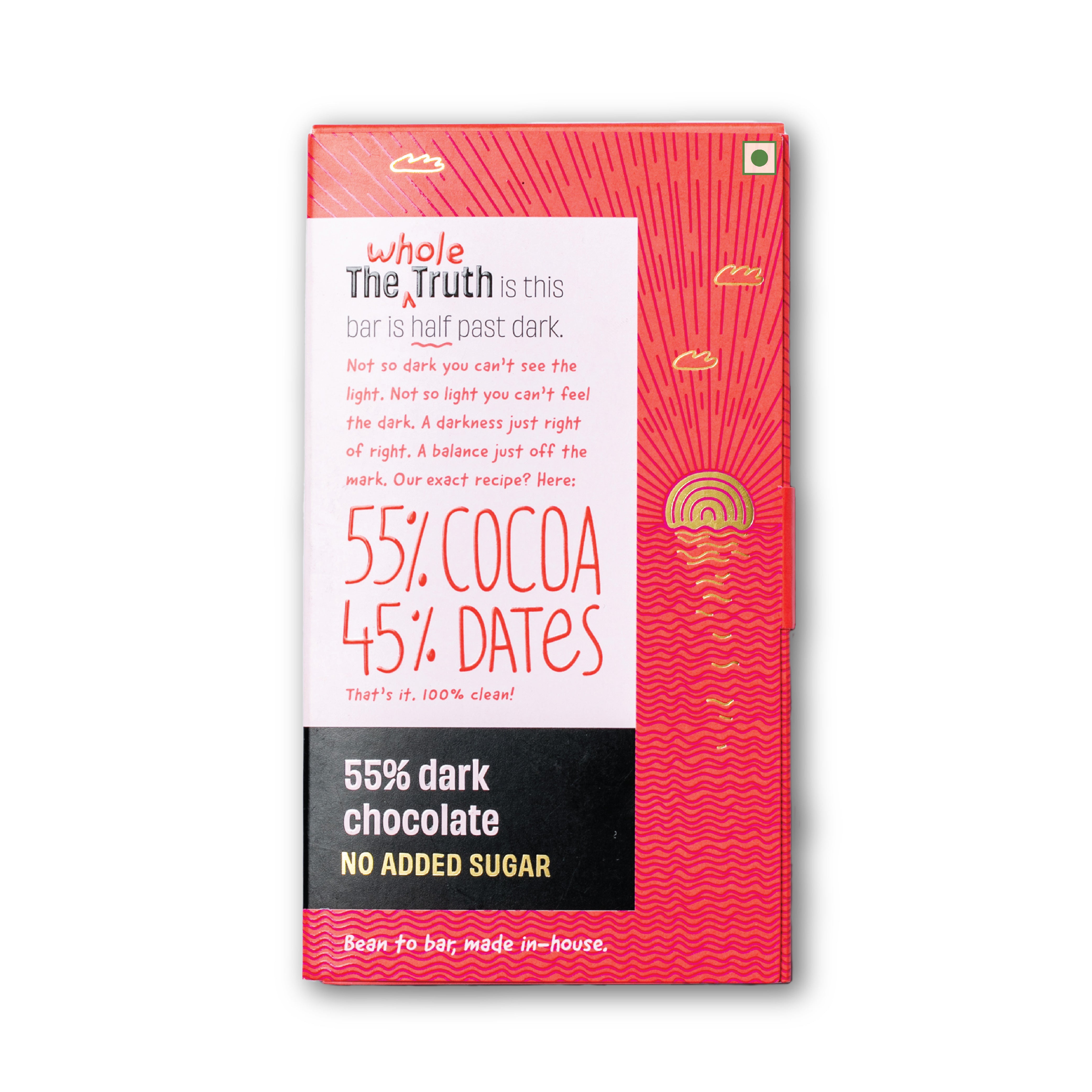 The Whole Truth - Dark Chocolate Combo | 55% Dark Chocolate | Pack of 2 | 160 g | No Added Sugar | Bean to Bar | Vegan