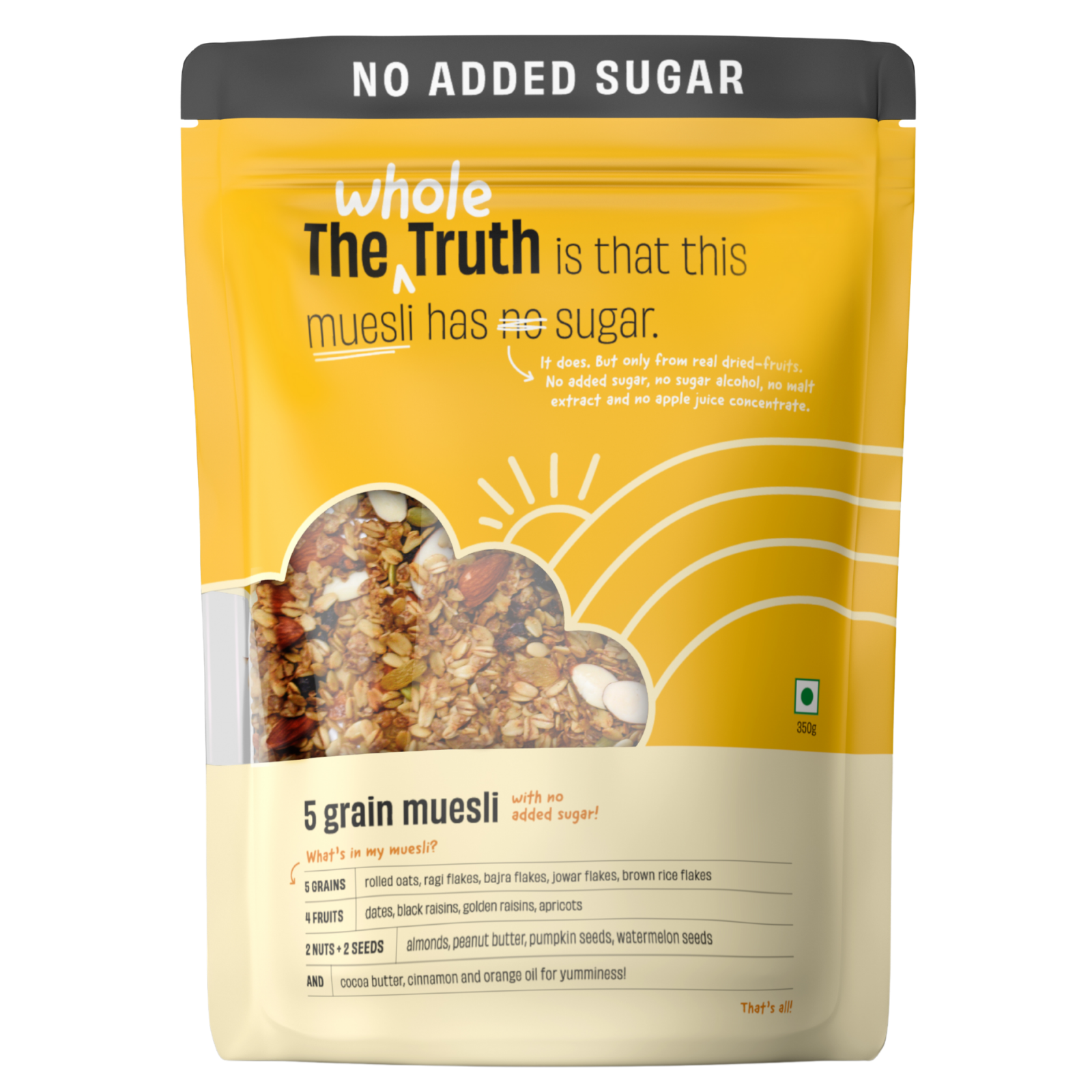 The Whole Truth - | Breakfast Muesli | 5 Grain Muesli | Vegan | Dairy-free | No Artificial Sweeteners | No Added Flavours | No Gluten or Soy | Nutritious Snack