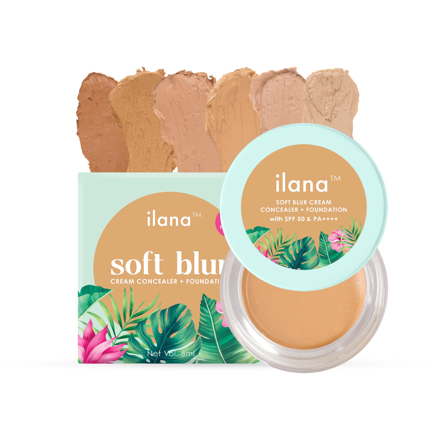 Ilana Soft Blur Cream Concealer & Foundation with SPF 50 I Shade - Sea Shell | 5 ml