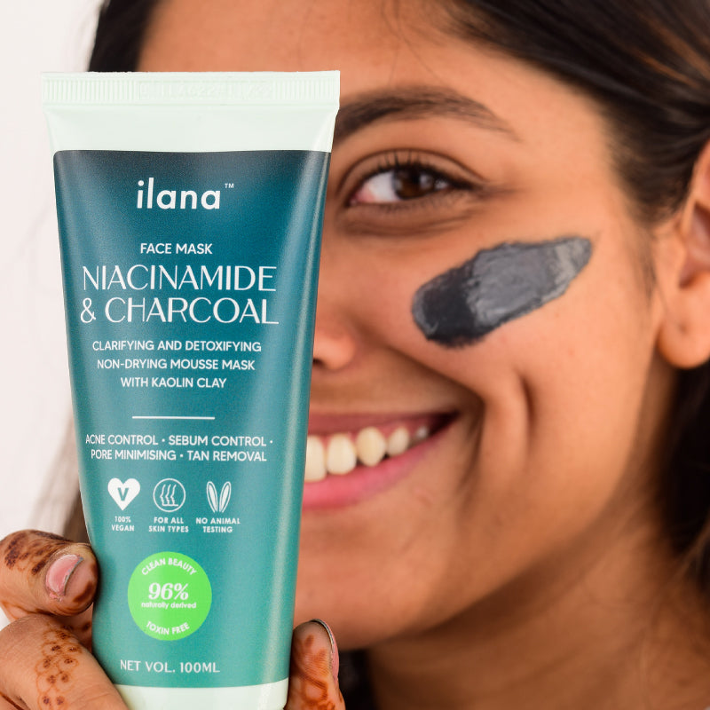 Ilana - Niacinamide and Charcoal face mask - Clarifying and detoxing mousse with Kaolin Clay - 100ml